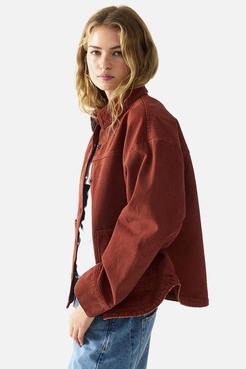 Twill shacket - rust brown
