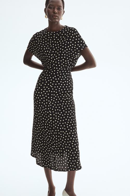 Textured jersey dress - black/polka dot