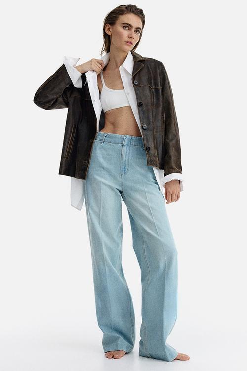 Straight high jeans - light denim blue