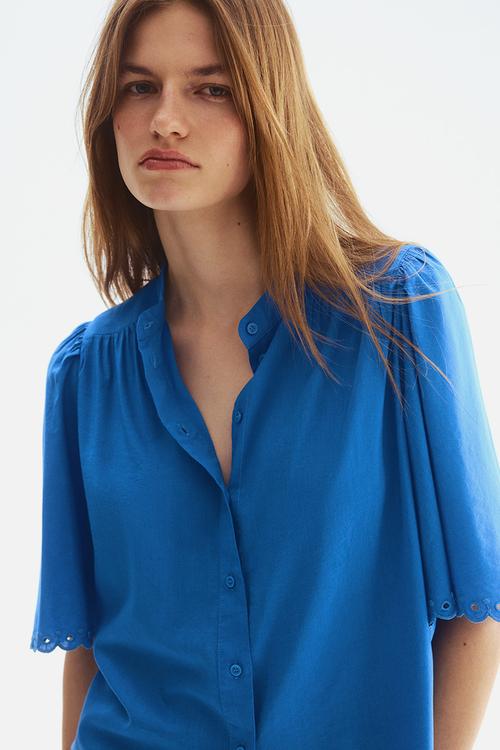 Cotton-blend blouse - blue