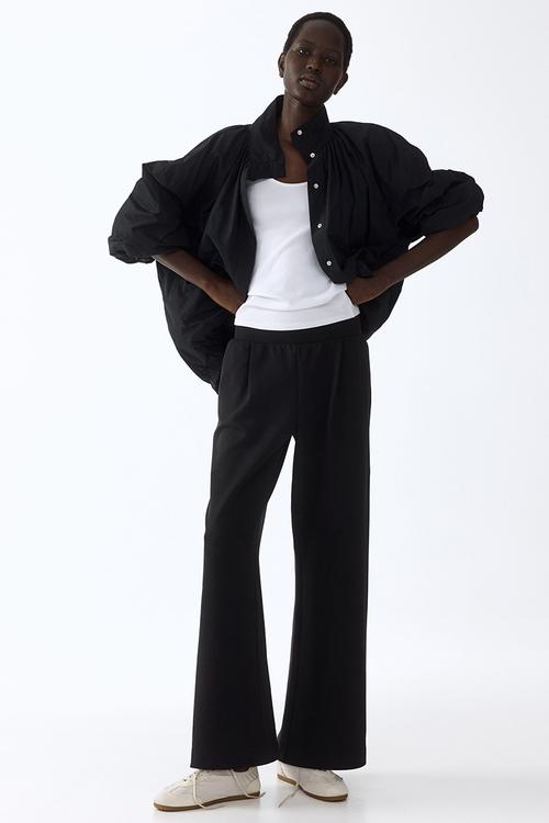 Wide interlock joggers - black
