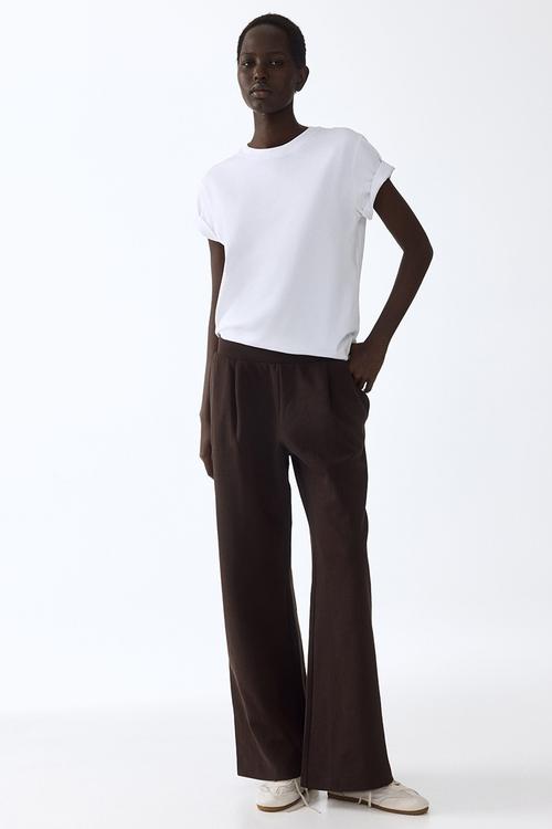 Wide interlock joggers - dark brown