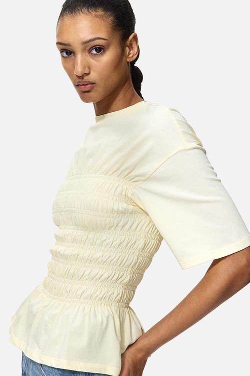 Smocked t-shirt - pale yellow