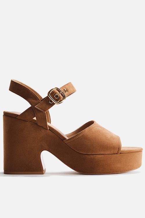Block-heeled platform sandals - beige