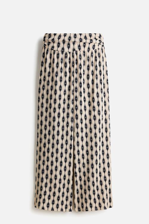 Wide gathered-waist trousers - light beige/patterned
