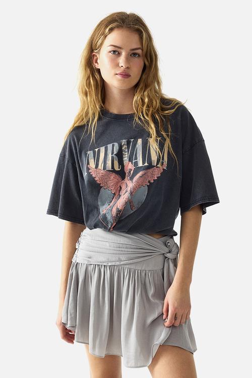 Oversized print-motif t-shirt - dark grey/nirvana