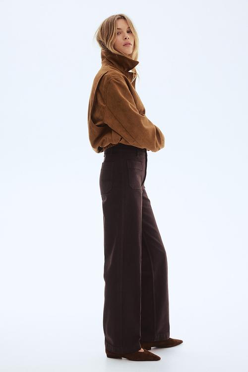 Wide high jeans - dark brown