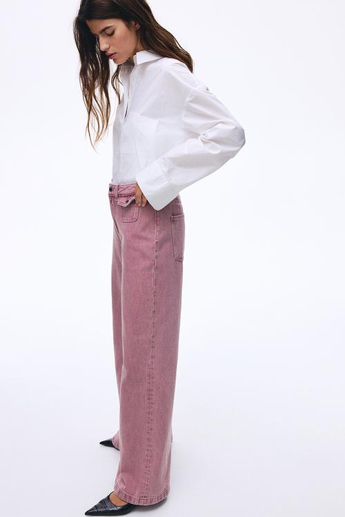 Wide high jeans - dark pink