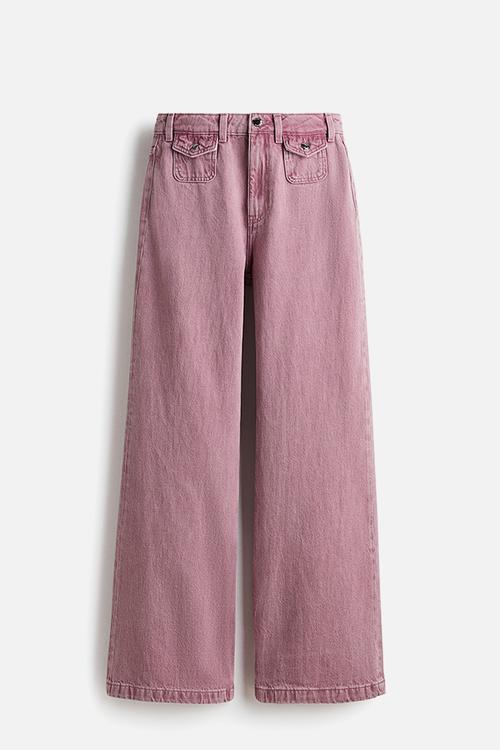 Wide high jeans - dark pink