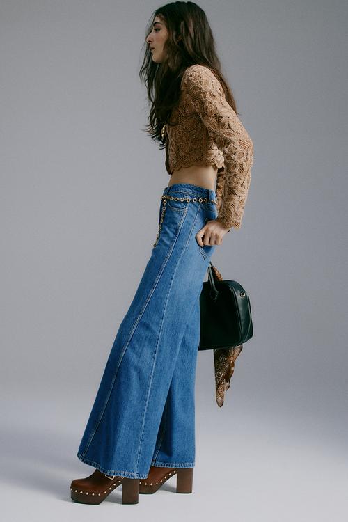 Flared high waist jeans - denim blue
