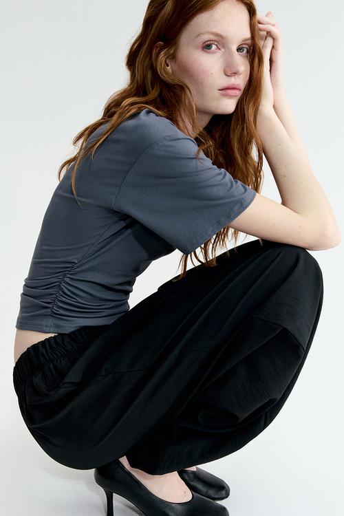 Ruched t-shirt - grey