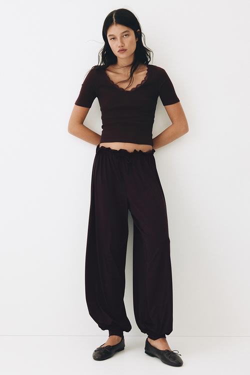 Jersey balloon trousers - plum purple
