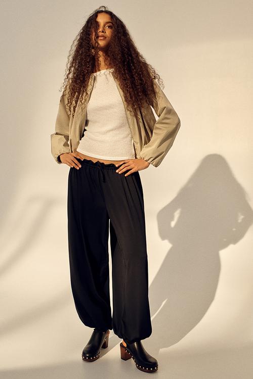Jersey balloon trousers - black