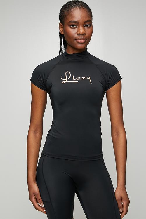 Ladies short sleeve rashie - black