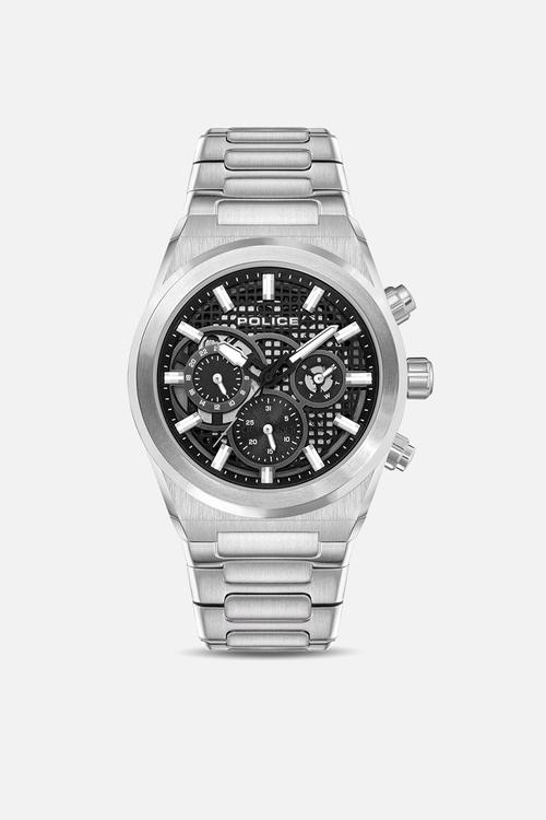 Steel Case Black Dial Steel Bracelet Strap - Black & Silver