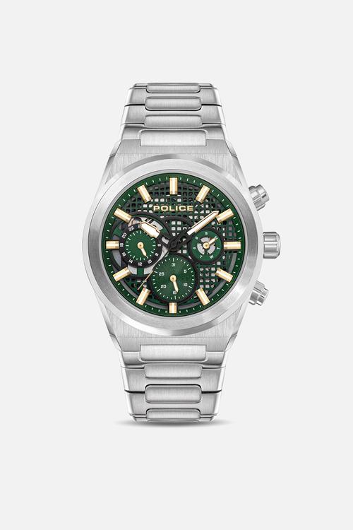 Steel Case Green Dial Steel Bracelet Strap - Green & Silver