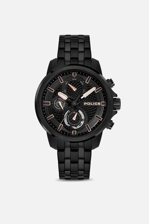IP Case Black Dial Black IP Steel Bracelet Starp  - Black