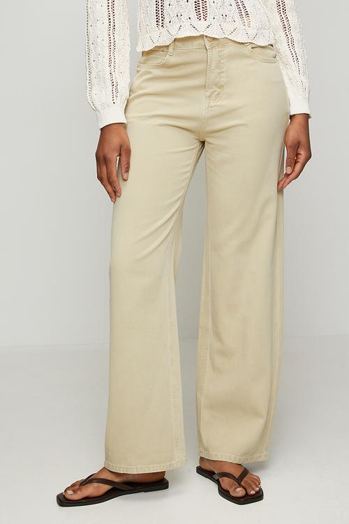 Mid Waist Wide Leg 5 Pocket Overdye Denim Jean - Light Stone