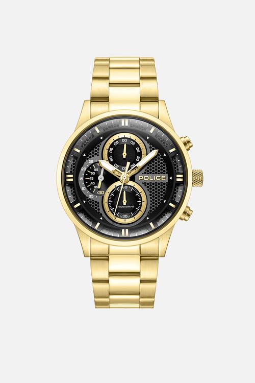 IP Brush Gld Case Blk Dial Brush Gld Steel Strap - Gold