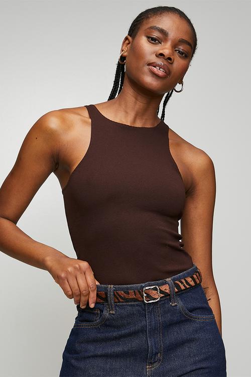 Haven Tiger Print Belt Square Buckle- Brown