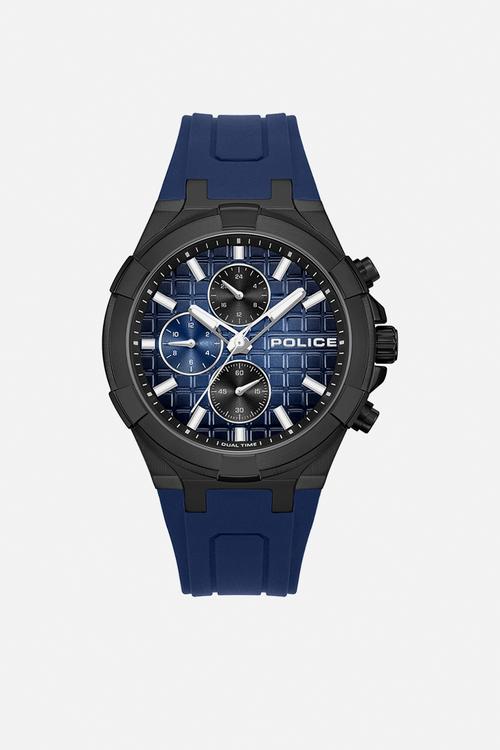 IP Black Case Blue Dial Navy Silicone Strap - Blue