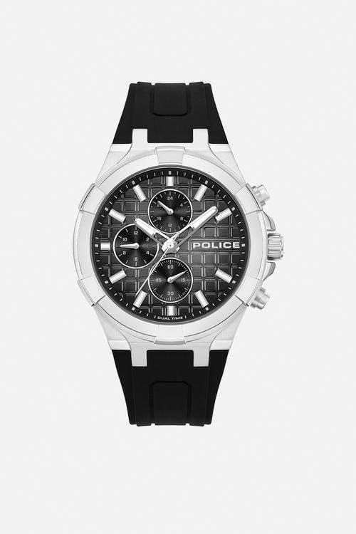 Steel Case Black Dial Black Silicone Strap - Black