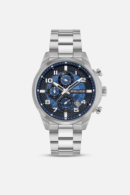Steel Case Blue Diail Steel Bracelet Strap - Blue & Silver