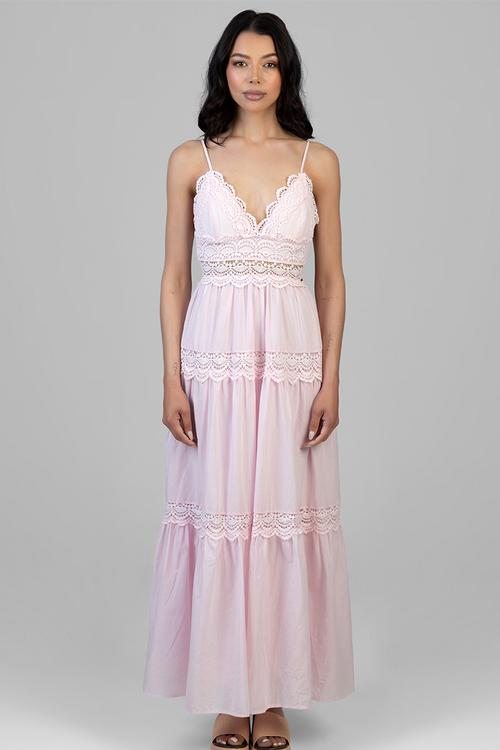 Aurelia Tiered Maxi Dress - Baby Pink