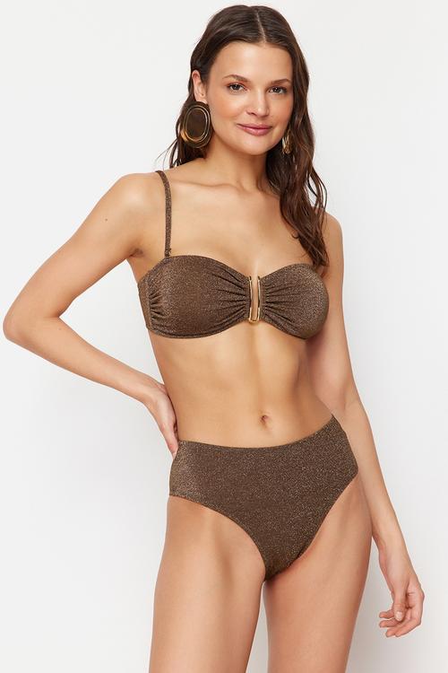 Strapless cover-up bikini set - brown*st