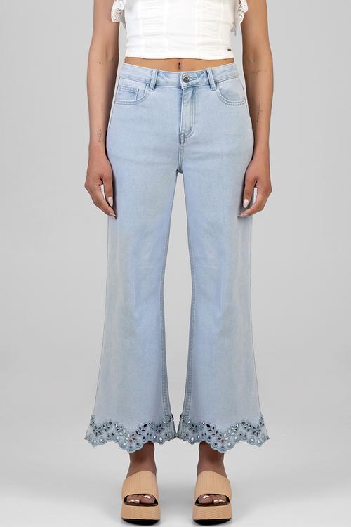 Alexus Cropped Wide Leg Jeans - Light Vintage