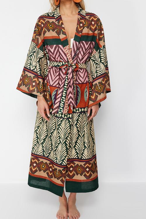 Maxi beach belted kimono & kaftan - multicolor