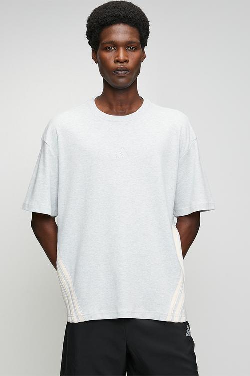 FI 3-Stripe Tee - light grey heather/ecru tint