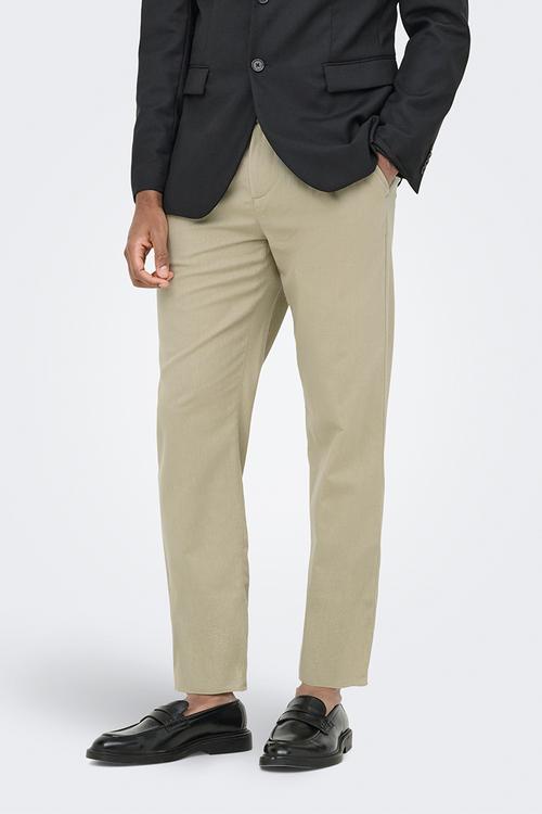 Onsleo Crop Linen Mix Pants - Chinchilla