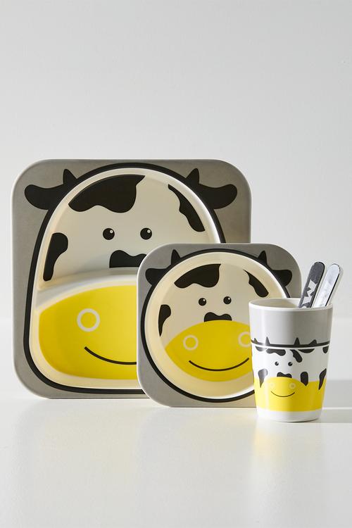 Cow themed tableware set - grey/multi