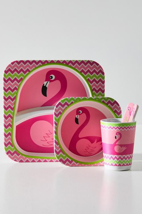 Flamingo themed tableware set - pink/multi