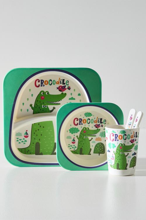 Croc themed tableware set - light turquoise