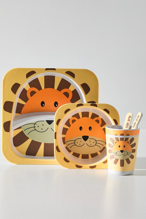 Lion themed tableware set - lt yellow/multi