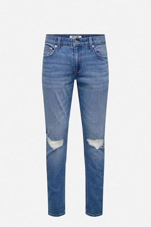 Loom Slim Destroy Box - Medium Blue Denim