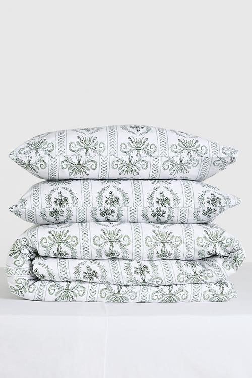 Toile Cotton Blend Duvet Set Sage