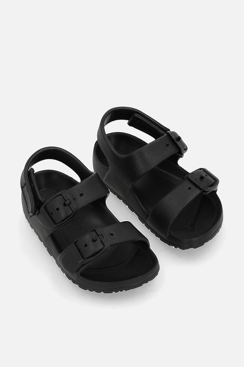 Double buckle sandals - black