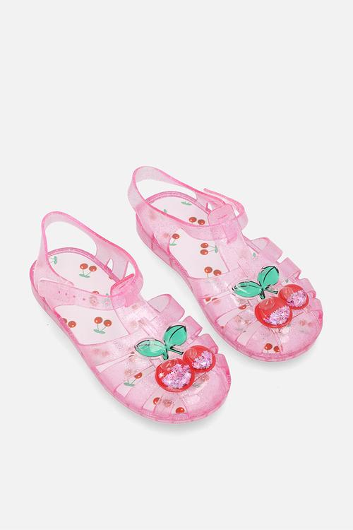 Clear cherry jelly sandals - pink