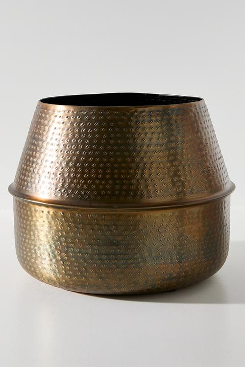 Hammered Round Planter - Gold