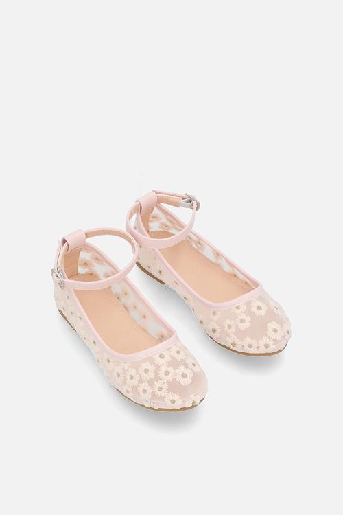 Daisy aop pumps - pinkish cream
