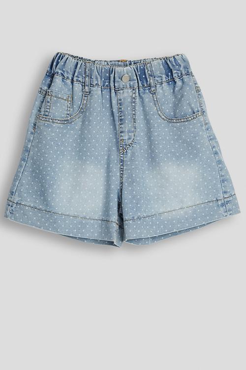 Dot aop denim shorts - blue