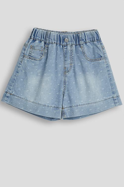 Bow aop denim shorts - blue
