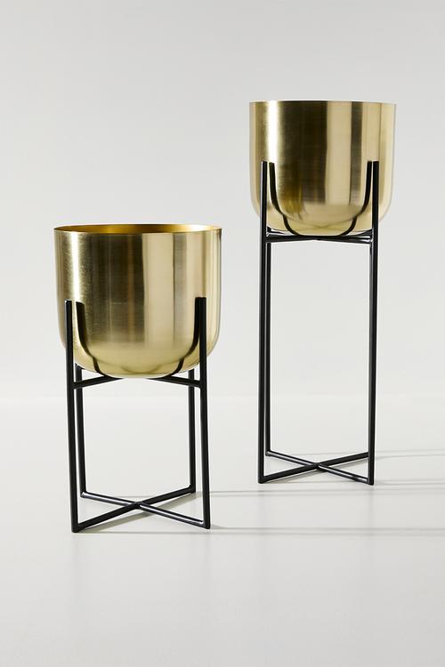 Standing Planter Round set of 2 - Gold
