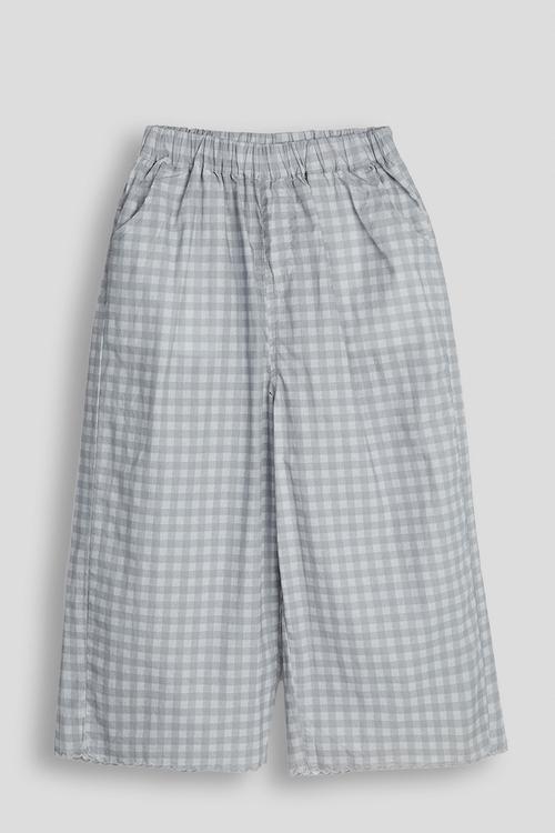 Check wide leg pants - light grey