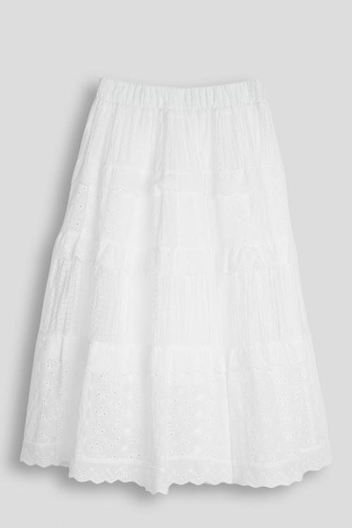 Broderie prairie skirt - white