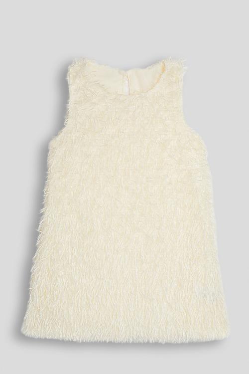 Eyelash fabric occasion shift dress - cream