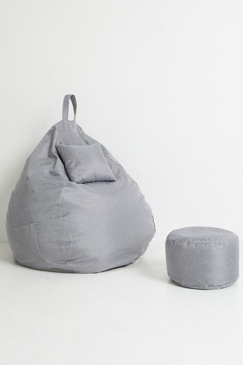 Bean bag with ottoman - grey
